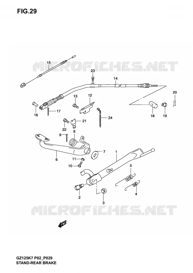STAND - ACHTER REMPEDAAL Suzuki MOTO 125 MARAUDER 2006  GZ125K6(P02)