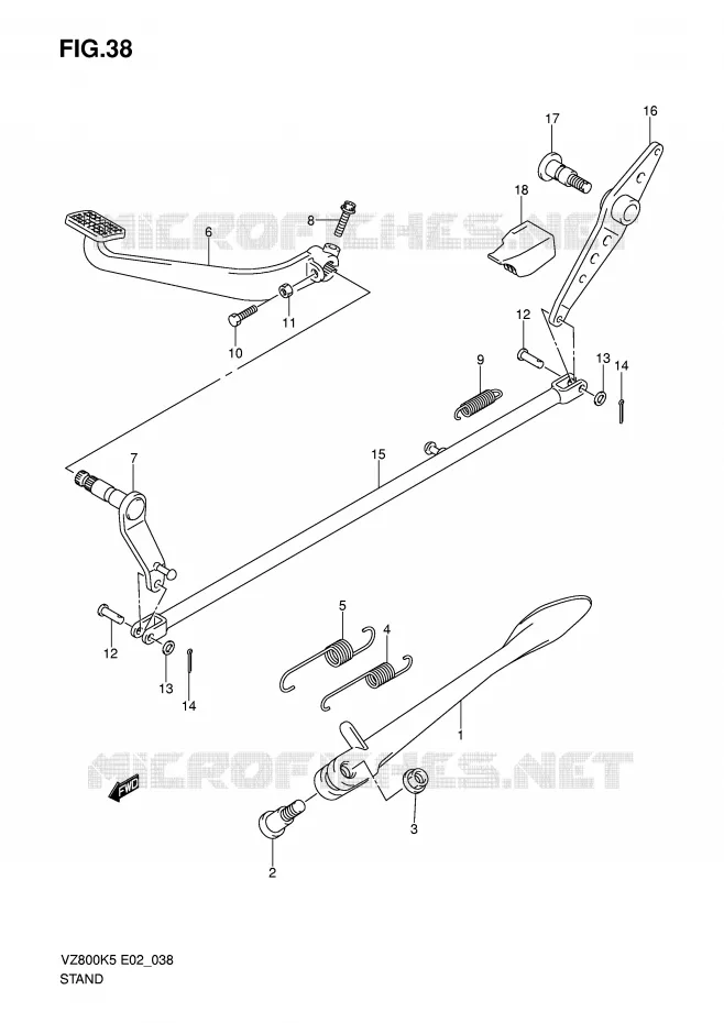 STAND - ACHTER REMPEDAAL Suzuki MOTO 800 MARAUDER 2005  VZ800UK5(E2)