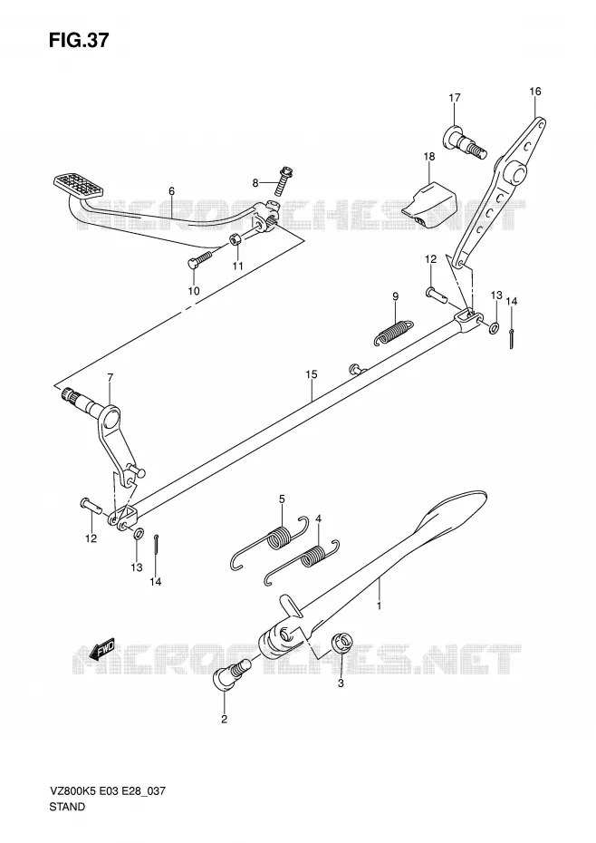 STAND - ACHTER REMPEDAAL Suzuki MOTO 800 MARAUDER 2007  VZ800K7(E3/E28)
