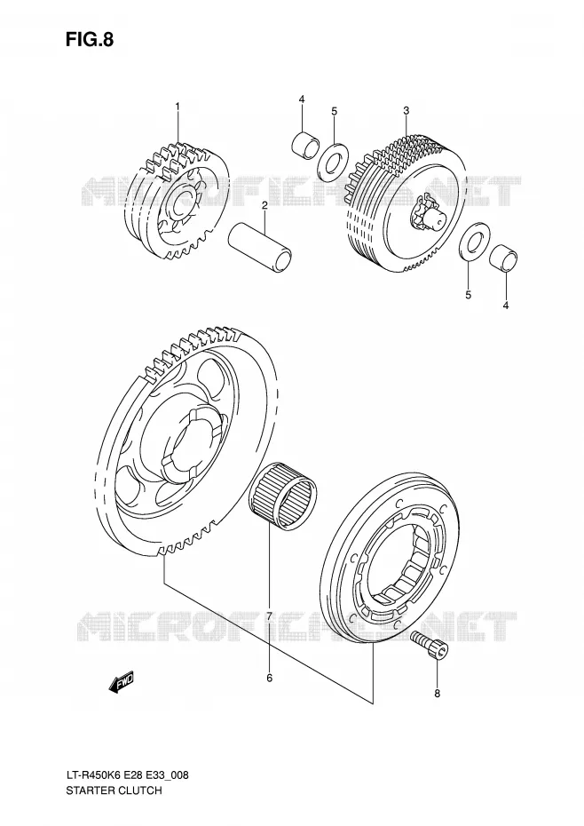 STARTMOTOR CLUTCH Suzuki QUAD 450 QUADRACER 2008  LT-R450K8(E28/E33)