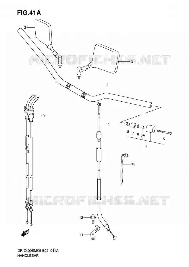 STUUR (MODEL K7/K8/K9) Suzuki MOTO 400 DR-Z 2008  DR-Z400SMK8(E2)