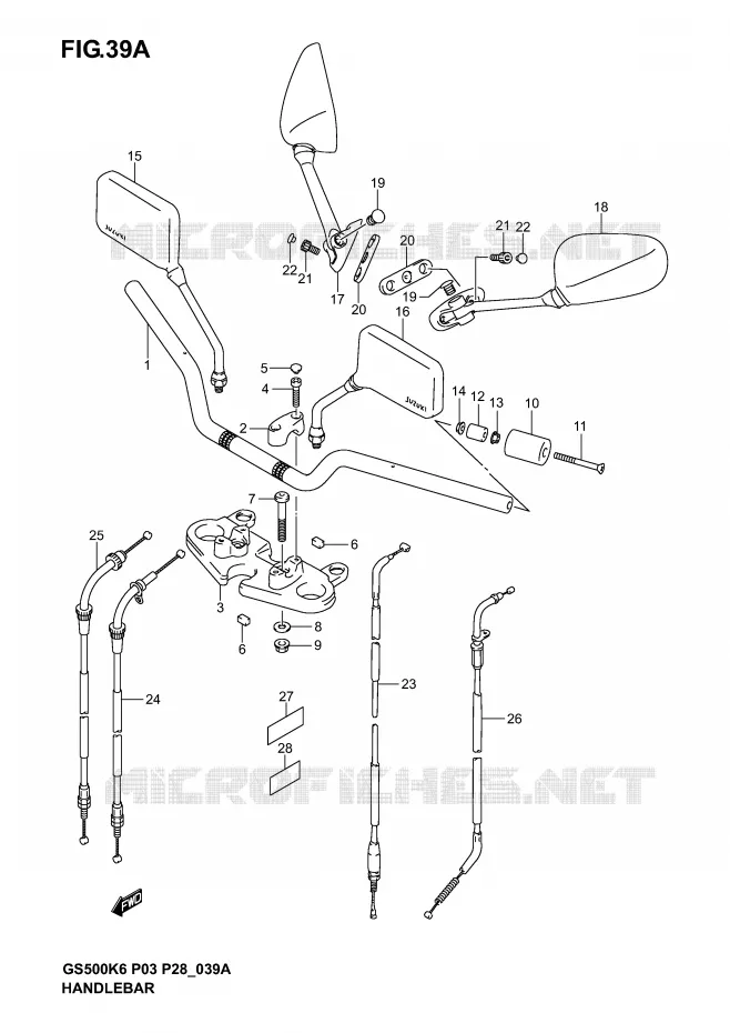 STUUR (MODELE K4/K5/K6) Suzuki MOTO 500 GS-E 2006  GS500K6(P3)