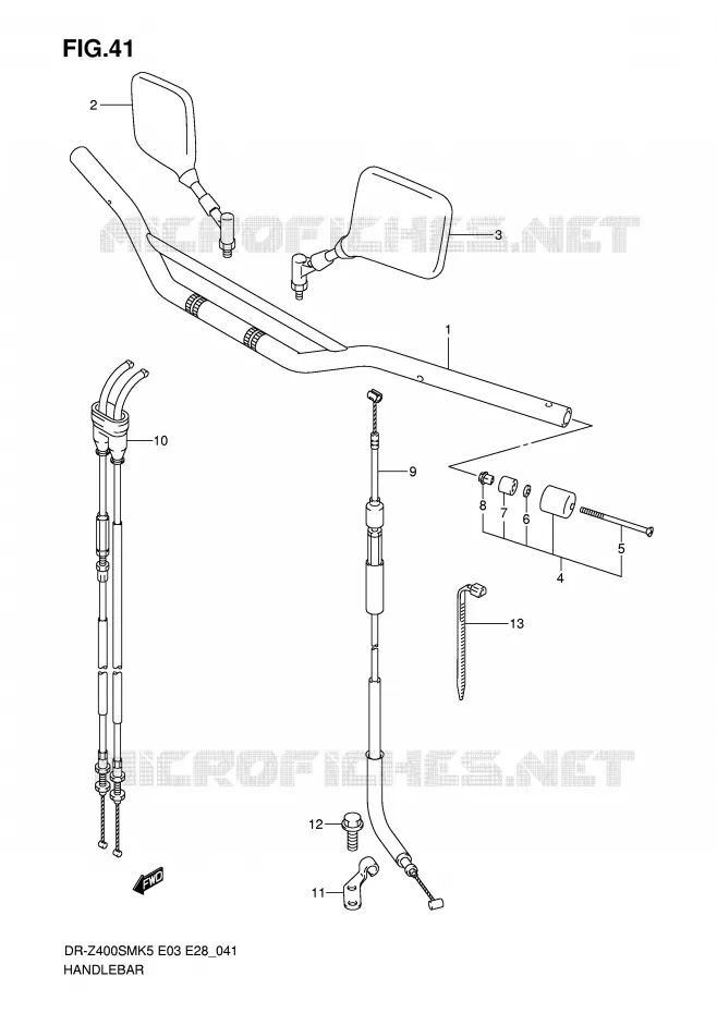 STUUR (MODELE K5/K6) Suzuki MOTO 400 DR-Z 2005  DR-Z400SMK5(E3/E28)