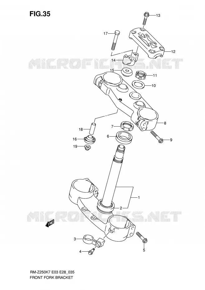 STUURKOLOM (MODEL K7) Suzuki MOTO 250 RM-Z 2008  RM-Z250K8(E3/E28)