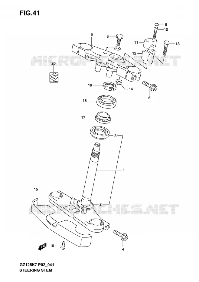 STUURKOLOM Suzuki MOTO 125 MARAUDER 2005  GZ125K5(P02)