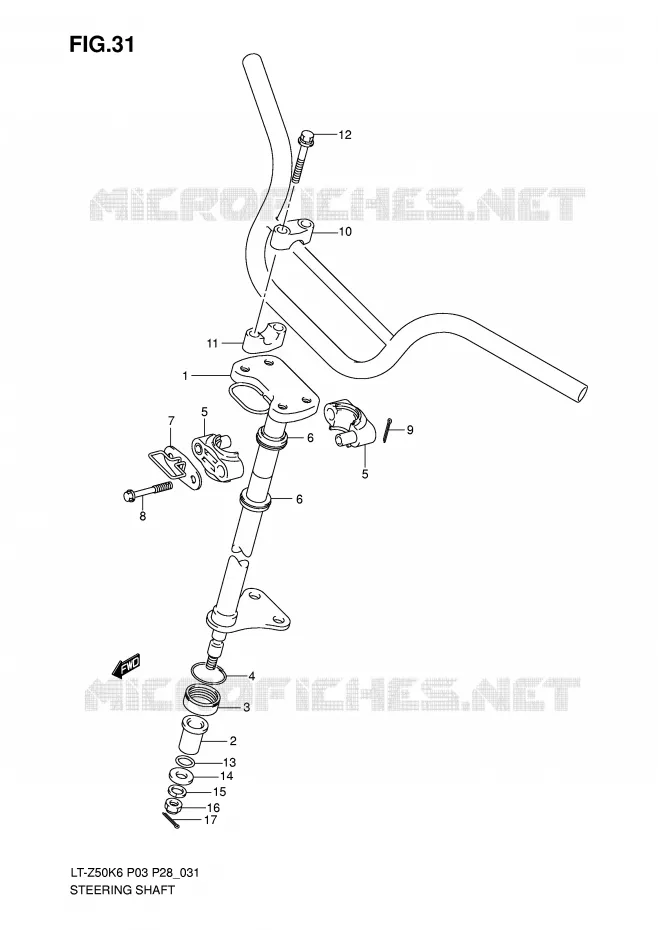 STUURKOLOM Suzuki QUAD 50 QUADSPORT 2010  LT-Z50L0(P3/P28)
