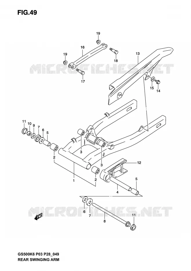 SWINGARM (MODELE K3) Suzuki MOTO 500 GS-E 2006  GS500K6(P3)