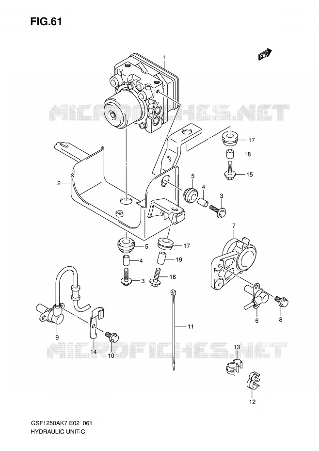 ABS (GSF1250AK7/SAK7/AK8/SAK8/AK9/SAK9/SAZK9/SL0/SAL0) Suzuki MOTO 1250 BANDIT-S 2010  GSF1250SL0(E2)