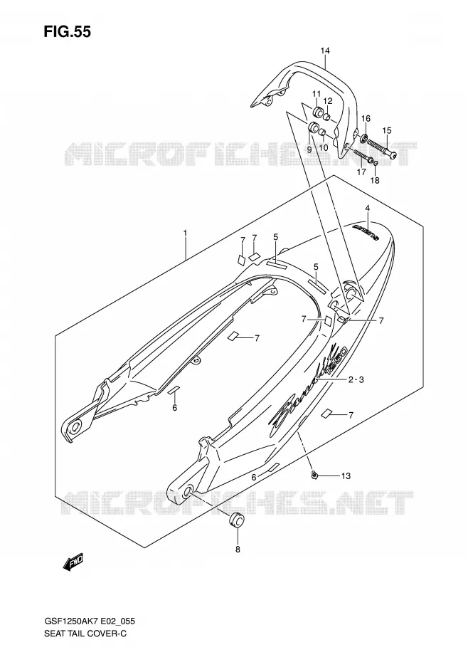 ACHTER KUIP - SEAT COWL (GSF1250K7/AK7) Suzuki MOTO 1250 BANDIT-S 2009  GSF1250SK9(E2)
