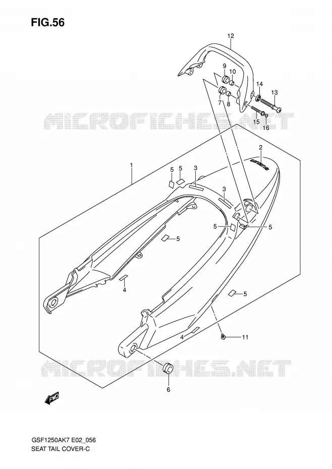 ACHTER KUIP - SEAT COWL (GSF1250SK7/SAK7/SK8/SAK8/SK9/SAK9/SL0/SAL0) Suzuki MOTO 1250 BANDIT-S 2008  GSF1250SAK8(E2)
