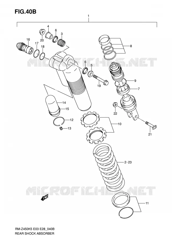 ACHTER SCHOKDEMPER (MODEL K7) Suzuki MOTO 450 RM-Z 2007  RM-Z450K7(E3/E28)