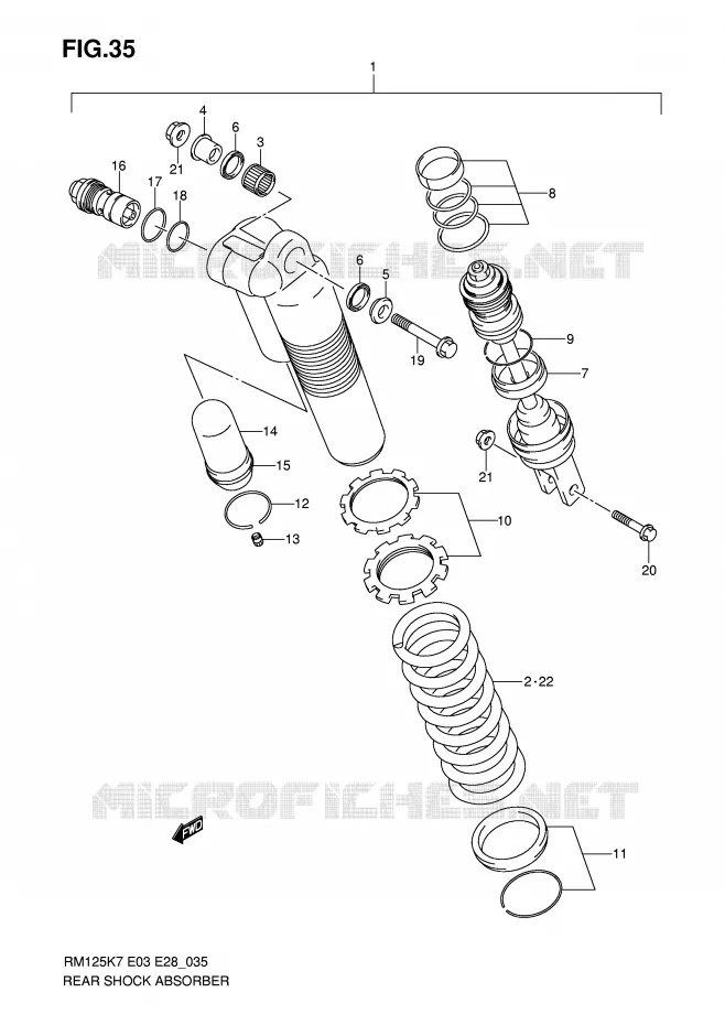 ACHTER SCHOKDEMPER Suzuki MOTO 125 RM 2008  RM125K8(E3/E28)