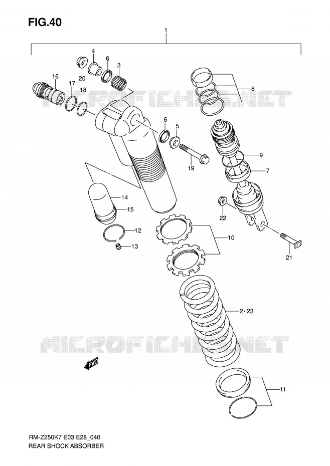 ACHTER SCHOKDEMPER Suzuki MOTO 250 RM-Z 2009  RM-Z250K9(E3/E28)