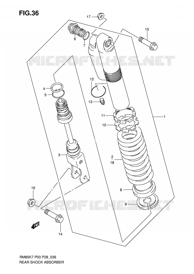 ACHTER SCHOKDEMPER Suzuki MOTO 85 RM 2008  RM85LK8(P3/P28)