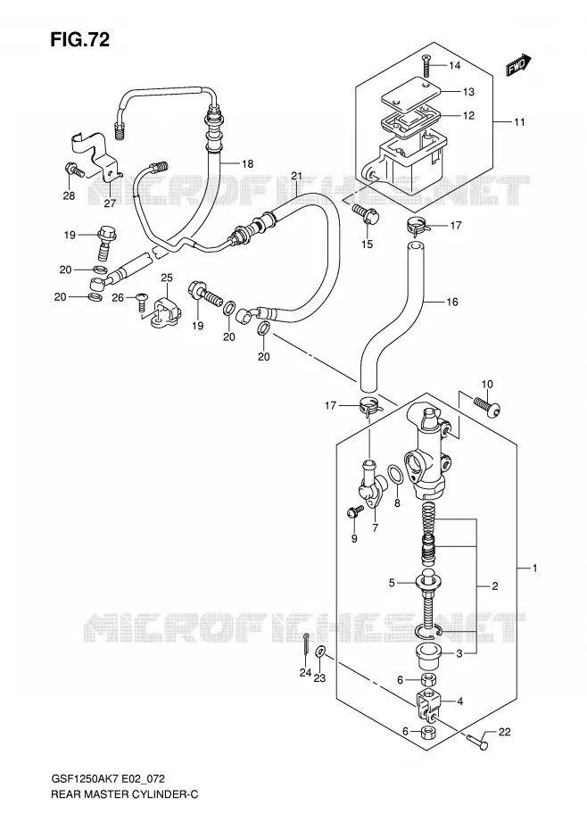 ACHTER hoofdremcilinder (GSF1250AK7/SAK7/AK8/SAK8/AK9/SAK9/SAZK9/SAL0) Suzuki MOTO 1250 BANDIT-S 2007  GSF1250SAK7(E2)