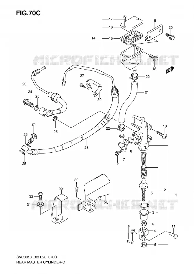 ACHTER hoofdremcilinder (SV650AK7/SAK7) Suzuki MOTO 650 SV-S 2004  SV650K4/SK4(E3/E28)