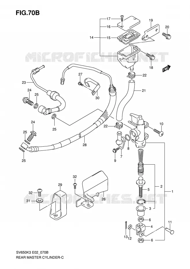 ACHTER hoofdremcilinder (SV650AK7/UAK7/SAK7/SUAK7) Suzuki MOTO 650 SV-S 2003  SV650SUK3(E2)