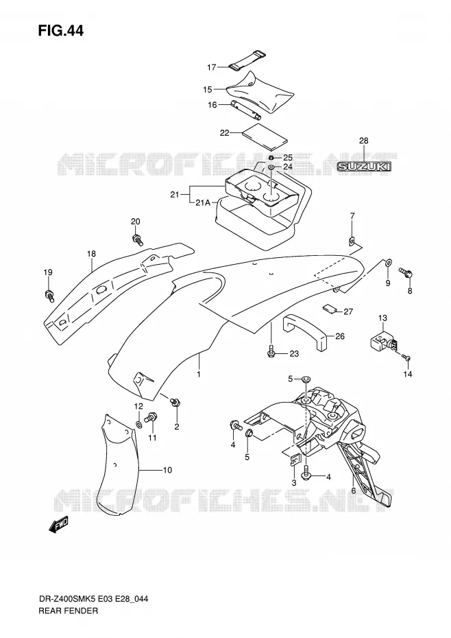 ACHTERSPATBORD (MODELE K5/K6) Suzuki MOTO 400 DR-Z 2007  DR-Z400SMK7(E3/E28)