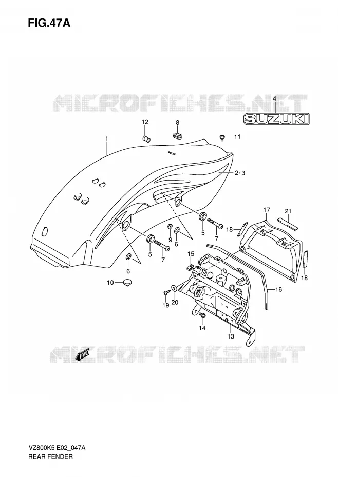ACHTERSPATBORD (VZ800ZK7) Suzuki MOTO 800 MARAUDER 2007  VZ800ZK7(E2)