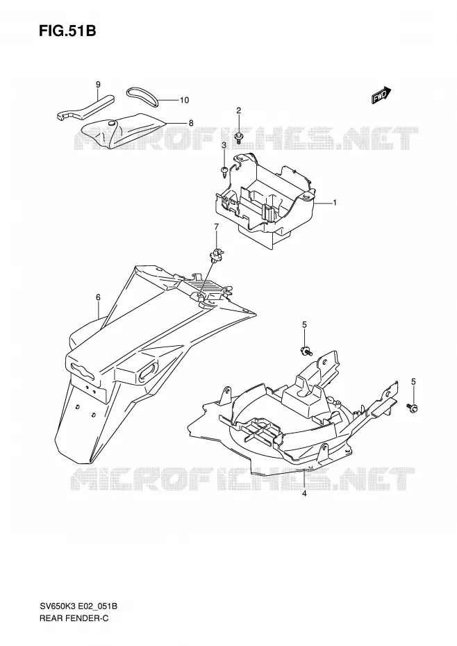 ACHTERSPATBORD (WITH ABS) Suzuki MOTO 650 SV 2003  SV650K3(E2)