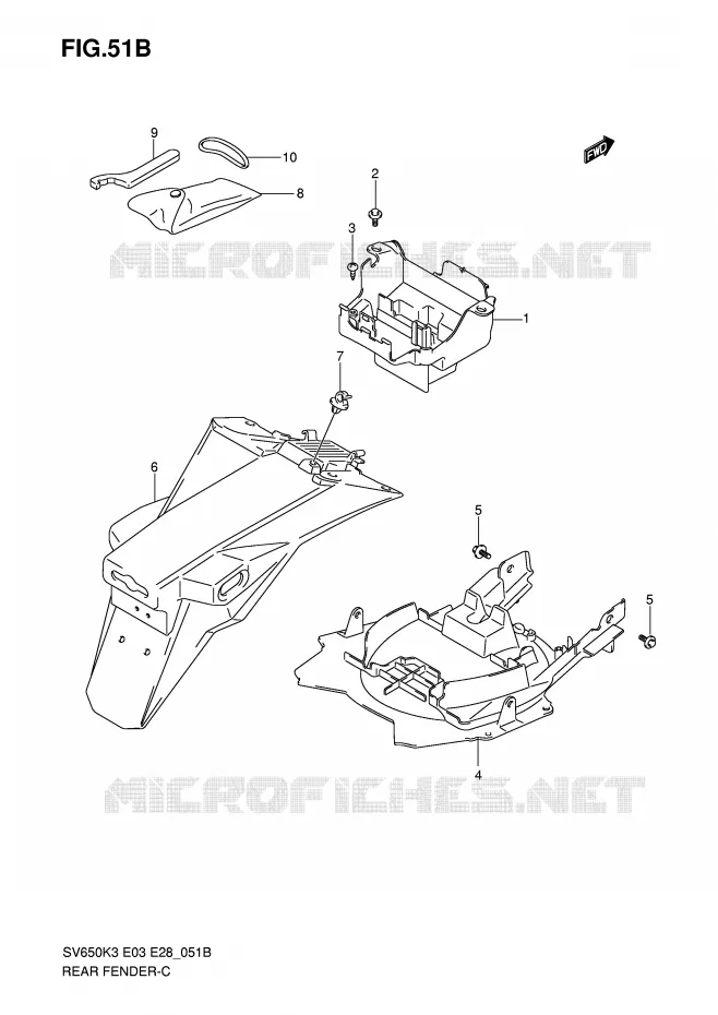 ACHTERSPATBORD (WITH ABS) Suzuki MOTO 650 SV 2004  SV650K4/SK4(E3/E28)