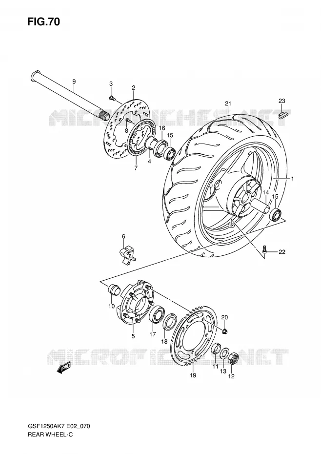 ACHTERWIEL (GSF1250AK7/SAK7/AK8/SAK8/AK9/SAK9/SAZK9/SAL0) Suzuki MOTO 1250 BANDIT-S 2010  GSF1250SL0(E2)