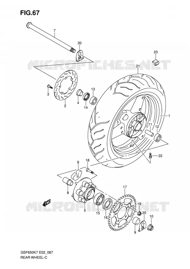 ACHTERWIEL (GSF650K7/UK7/SK7/SUK7/K8/UK8/SK8/SUK8) Suzuki MOTO 650 BANDIT 2008  GSF650K8(E2)
