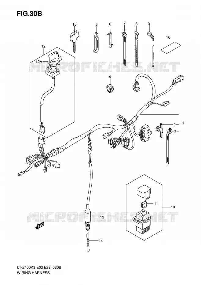 BEDRADING (MODEL K5/K6/K7) Suzuki QUAD 400 QUADSPORT 2004  LT-Z400ZK4(E3/E28)