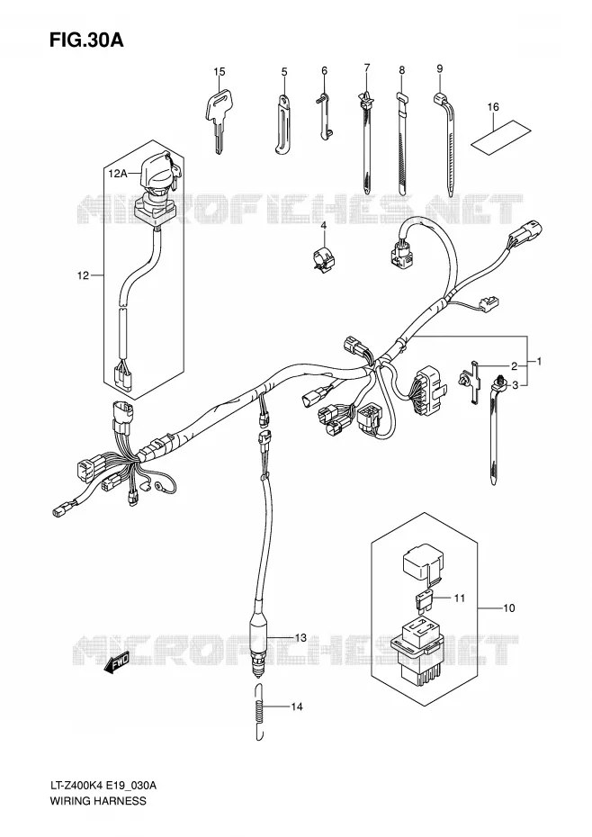 BEDRADING (MODEL K5/K6/K7) Suzuki QUAD 400 QUADSPORT 2006  LT-Z400K6(E19)