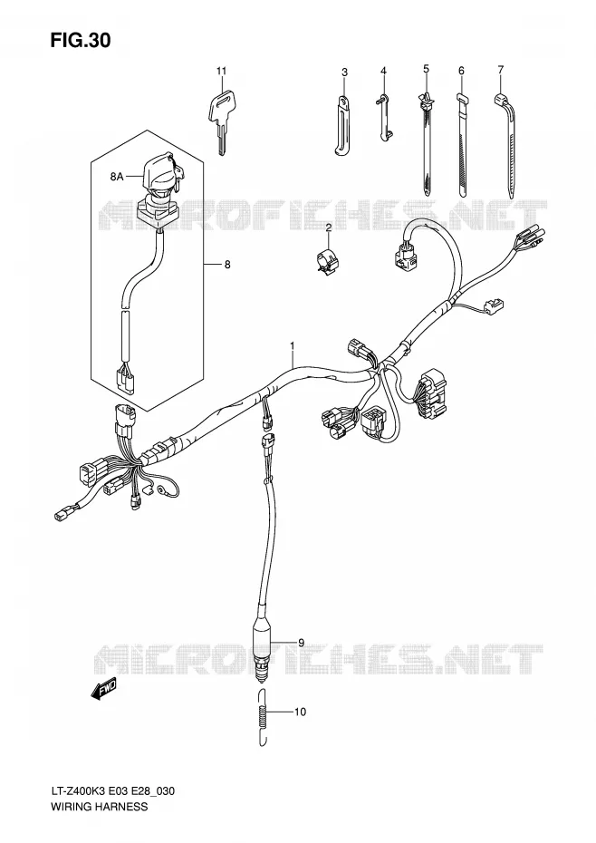 BEDRADING (MODELE K3) Suzuki QUAD 400 QUADSPORT 2007  LT-Z400K7(E3/E28)