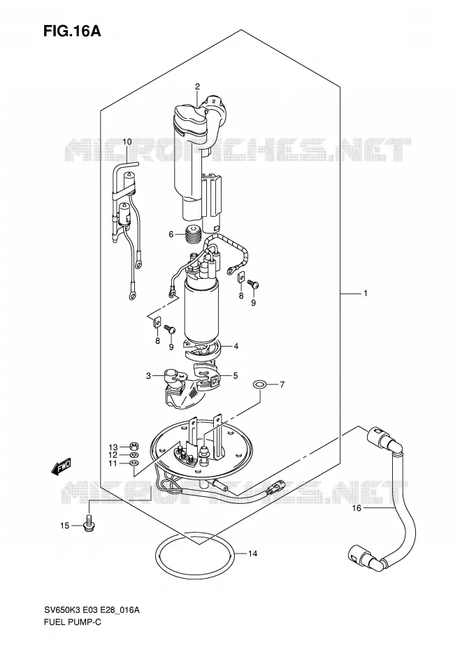 BENZINE POMP (MODEL K5/K6/K7) Suzuki MOTO 650 SV 2007  SV650AK7/SAK7(E3/E28)