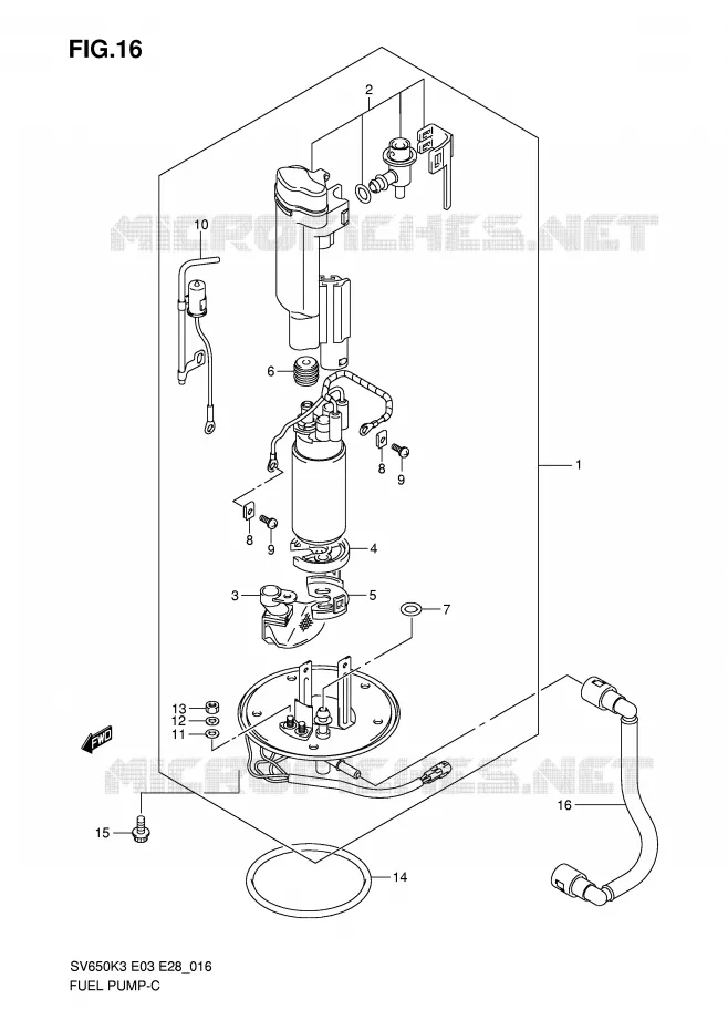 BENZINE POMP (MODELE K3/K4) Suzuki MOTO 650 SV 2007  SV650K7/SK7(E3/E28)