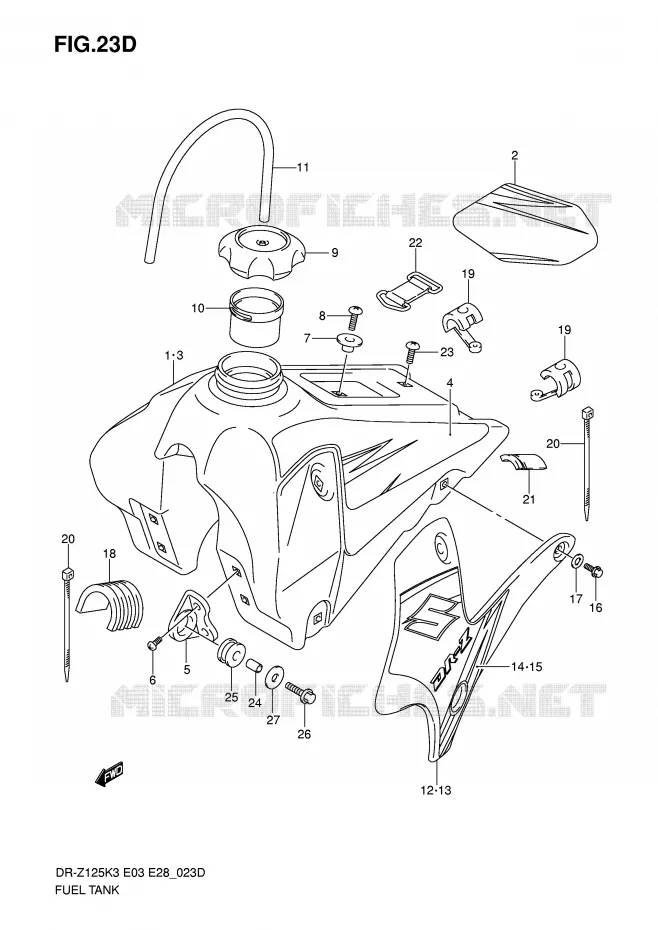 BENZINETANK (MODEL K7) Suzuki MOTO 125 DR-Z 2003  DR-Z125K3(E3/E28)