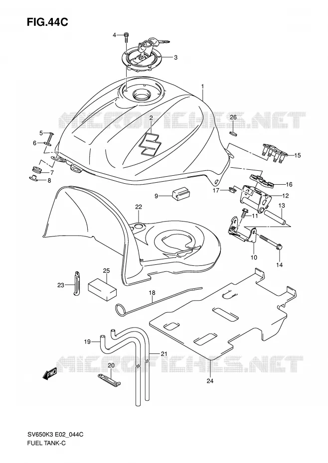 BENZINETANK (MODEL K7) Suzuki MOTO 650 SV 2007  SV650K7