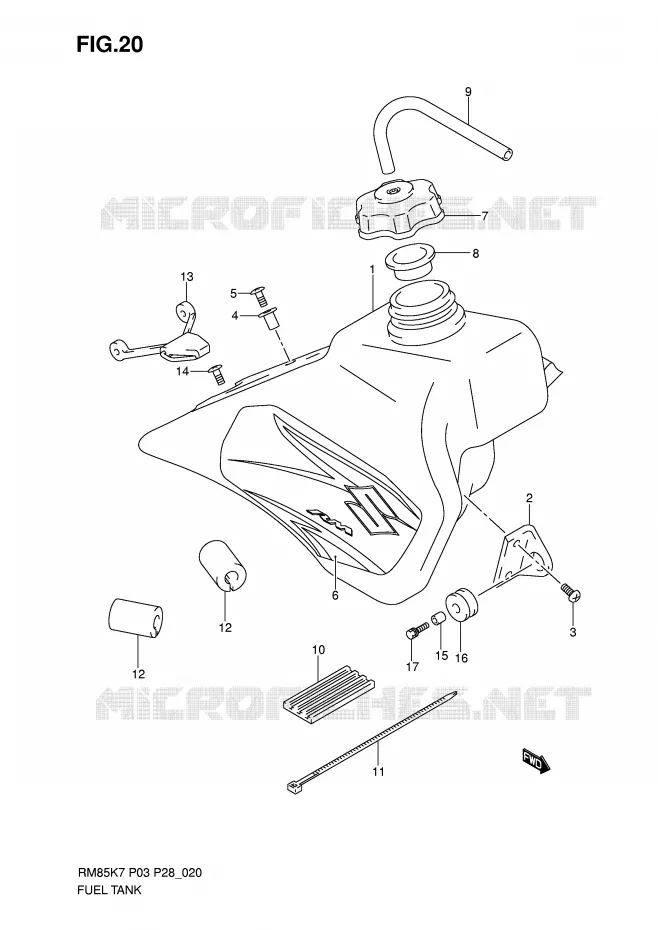 BENZINETANK (MODEL K7) Suzuki MOTO 85 RM 2010  RM85LL0(P3/P28)