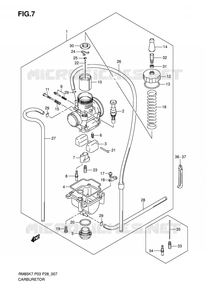 CARBURATOR Suzuki MOTO 85 RM 2008  RM85K8(P3/P28)