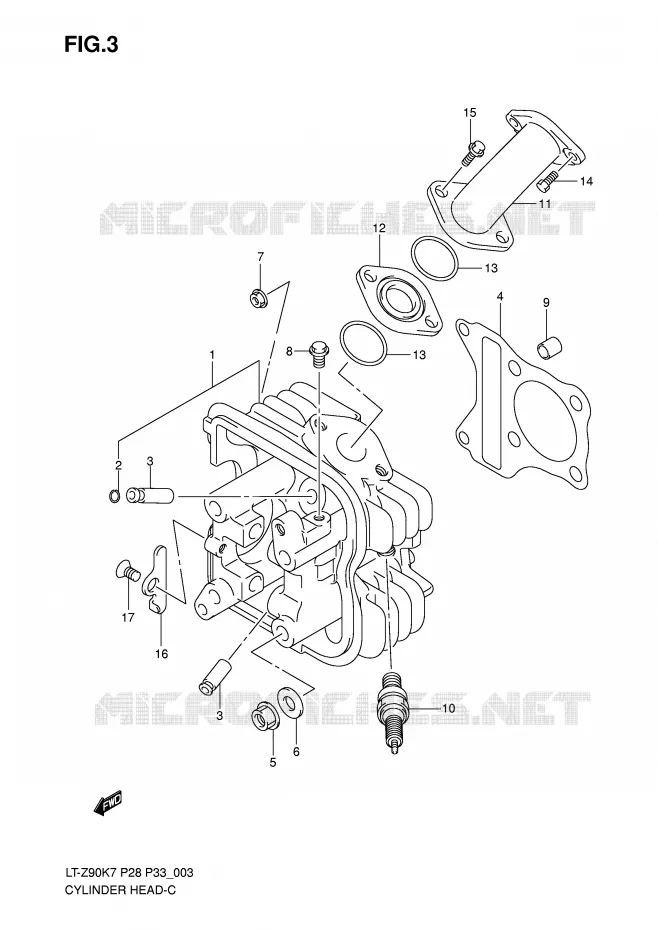 CILINDERKOP Suzuki QUAD 90 QUADSPORT 2009  LT-Z90ZK9(P28/P33)