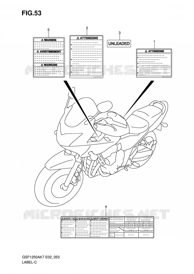 ETIKET (MODEL K7) Suzuki MOTO 1250 BANDIT-S 2007  GSF1250SK7(E2)