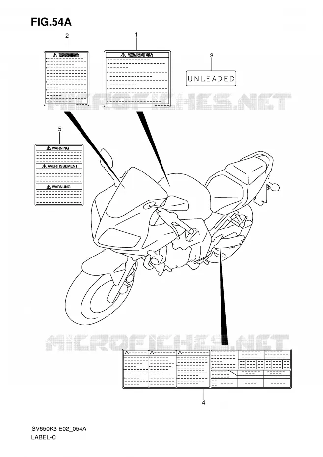 ETIKET (MODEL K7) Suzuki MOTO 650 SV-S 2003  SV650SUK3(E2)