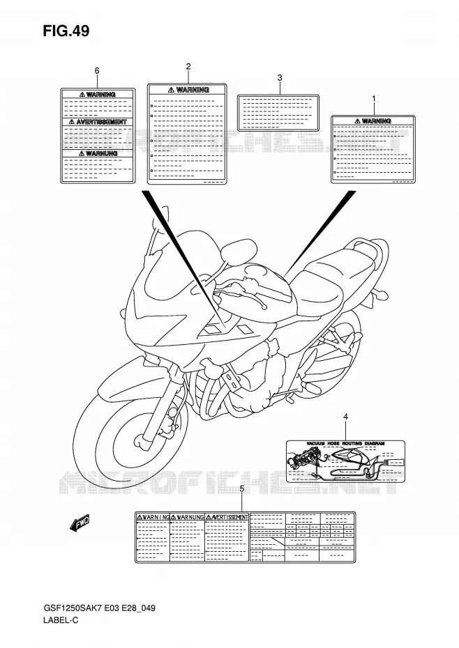 ETIKET Suzuki MOTO 1250 BANDIT-S 2009  GSF1250SK9(E3/E28)