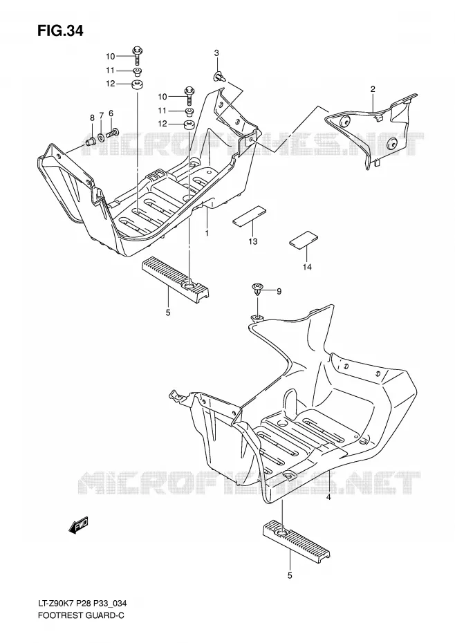 FOOTREST - SPATBORD Suzuki QUAD 90 QUADSPORT 2008  LT-Z90K8(P28/P33)