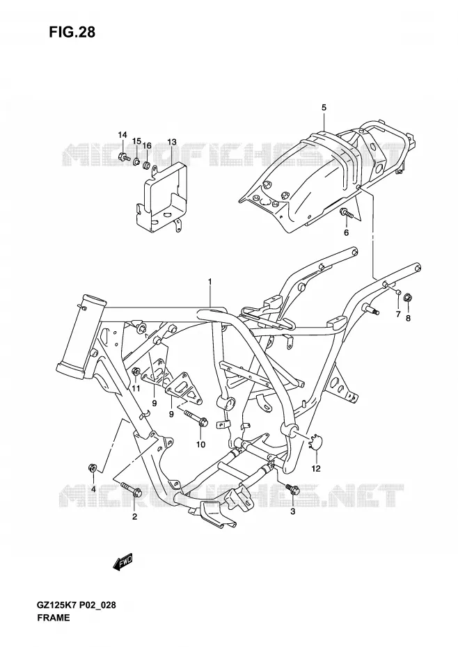FRAME Suzuki MOTO 125 MARAUDER 2006  GZ125K6(P02)