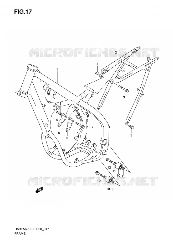 FRAME Suzuki MOTO 125 RM 2008  RM125K8(E3/E28)