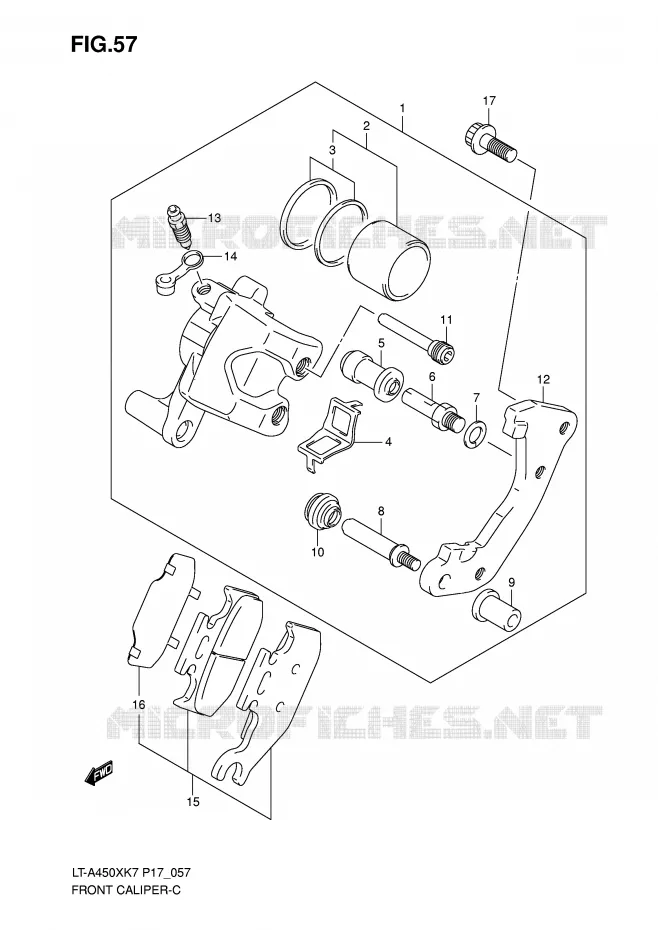 FRONT CALIPER Suzuki QUAD 450 KINGQUAD 2008  LT-A450XK8(P17)