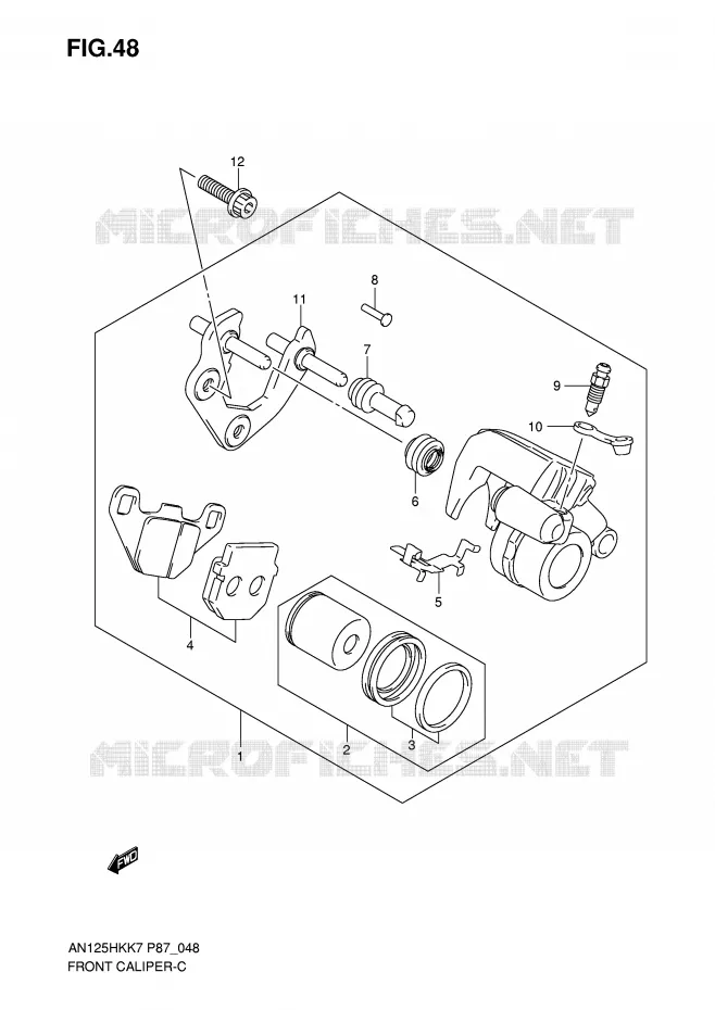FRONT CALIPER Suzuki SCOOTER 125 BURGMAN 2007  AN125HKK7(P87)