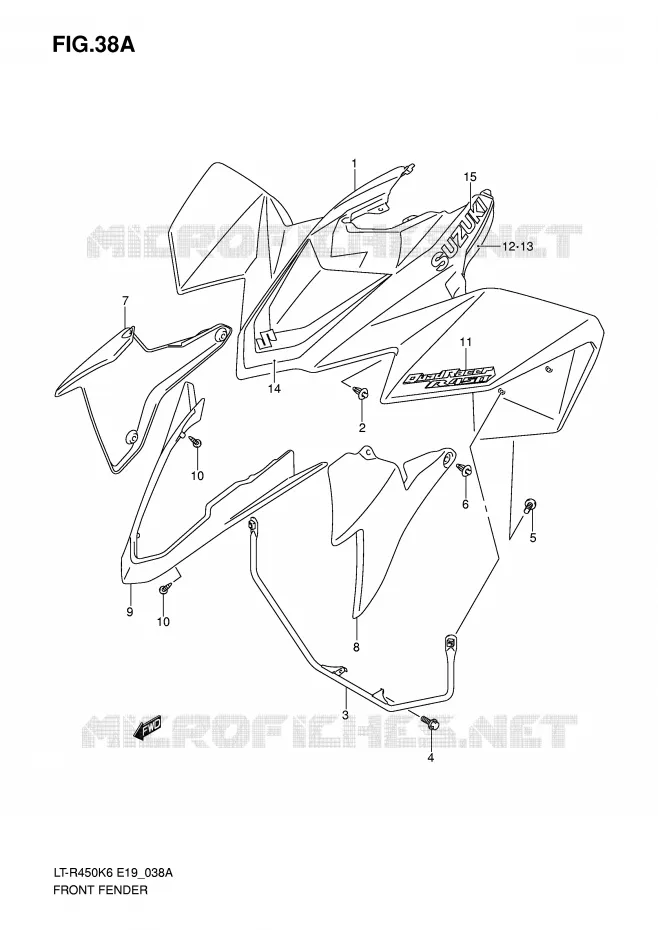 FRONT FENDER (MODEL K7) Suzuki QUAD 450 QUADRACER 2009  LT-R450ZK9(E19)