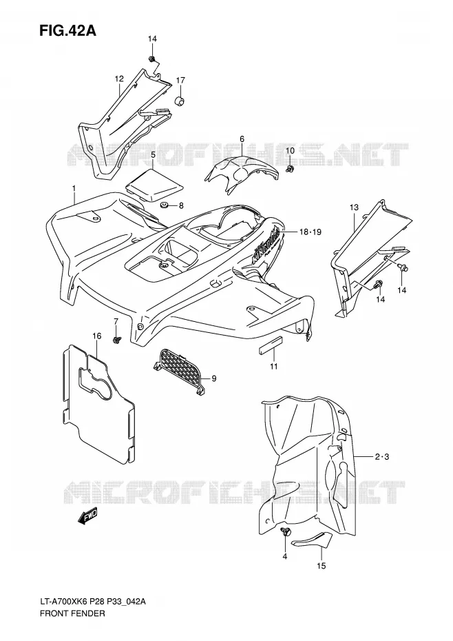 FRONT FENDER (MODEL K7) Suzuki QUAD 700 KINGQUAD 2007  LT-A700XK7(P28/P33)