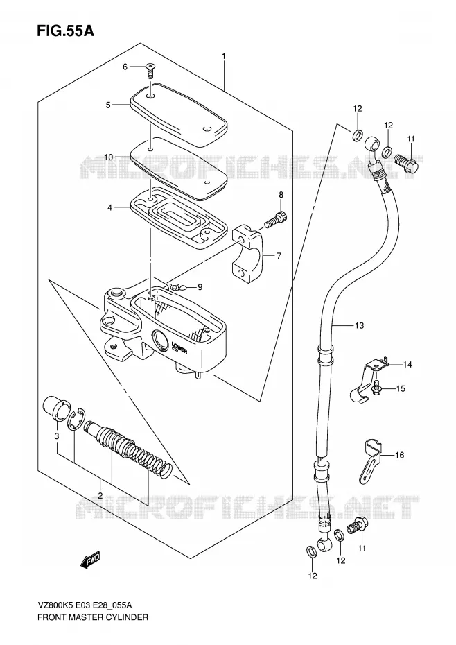 FRONT HOOFDREMCILINDER (MODEL K7/K8/K9) Suzuki MOTO 800 MARAUDER 2008  VZ800K8(E3/E28)