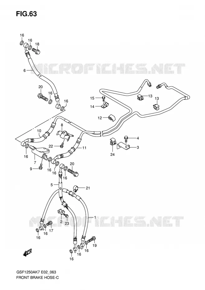 FRONT REMSLANG (GSF1250AK7/SAK7/AK8/SAK8/AK9/SAK9/SAZK9/SAL0) Suzuki MOTO 1250 BANDIT-S 2009  GSF1250SAK9(E2)