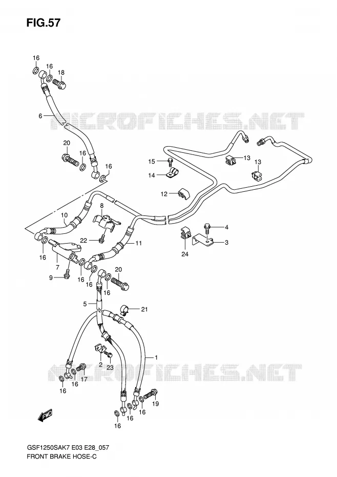 FRONT REMSLANG (GSF1250SAK7/SAK8/SAK9) Suzuki MOTO 1250 BANDIT-S 2009  GSF1250SAK9(E3/E28)